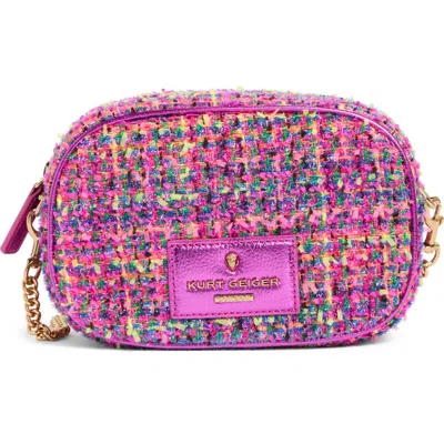 Kurt Geiger London Tweed Chiswick Camera Crossbody Bag In Pink