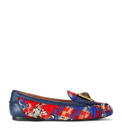 Kurt Geiger London Tweed Pimlico Moccasins In Blue