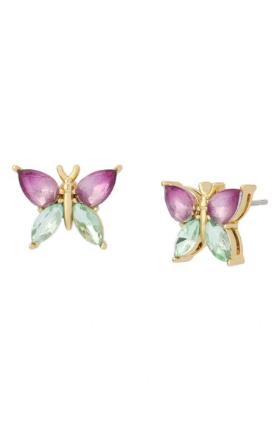 Kurt Geiger London Two Tone Crystal Butterfly Stud Earrings In Multi