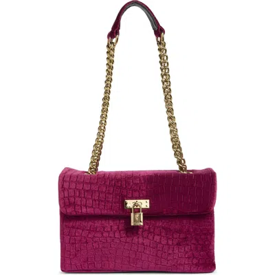 Kurt Geiger London Velvet Brixton Shoulder Bag In Red