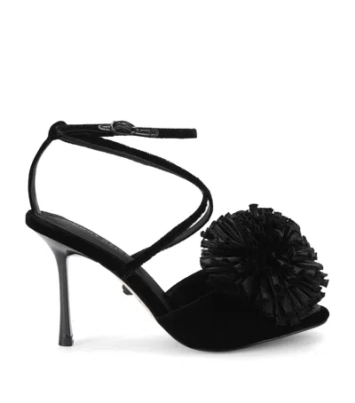 Kurt Geiger London Velvet Pom Pom Heeled Sandals In Animal Print