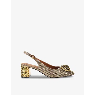 KURT GEIGER WOMENS BEIGE CHELSEA BLOCK-HEEL WOVEN SLINGBACKS EUR 36 / 3 UK