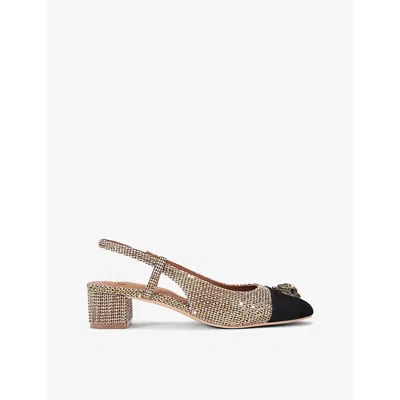 Kurt Geiger London Womens Beige Comb Sloane Crystal-embellished Woven Sling-back Pumps