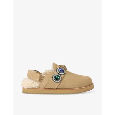 Kurt Geiger London Octavia Genuine Shearling Lined Clog In Beige