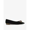 Kurt Geiger Suede Chelsea Pointed Ballet Flats In Black