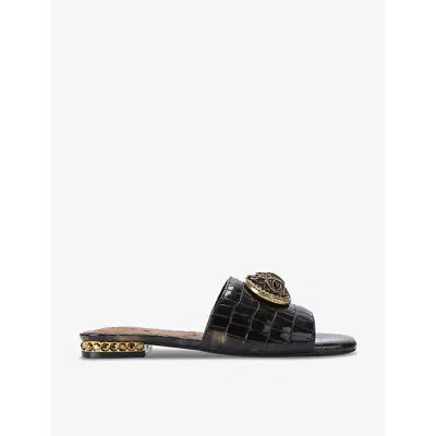 KURT GEIGER WOMENS KURT GEIGER LONDON CHELSEA EAGLE-EMBELLISHED FLAT FAUX-LEATHER SANDALS
