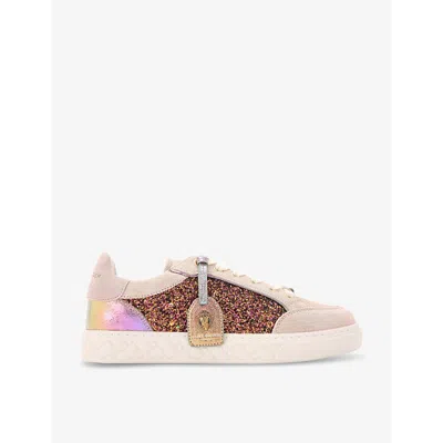 Kurt Geiger London Womens Blush Kensington Glitter-embellished Suede Trainers