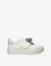 Kurt Geiger London Womens Silver Com Laney Bow-embellished Leather Low-top Trainers In Silver Com