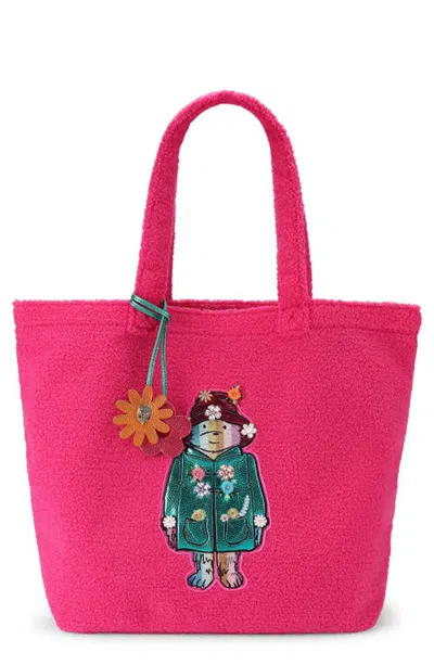 Kurt Geiger London X Paddington Bear Holborn Fleece Shopper Tote In Fuchsia