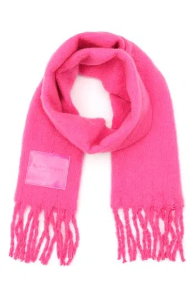 Kurt Geiger London Yarn Dye Fringe Scarf In Fluro Pink