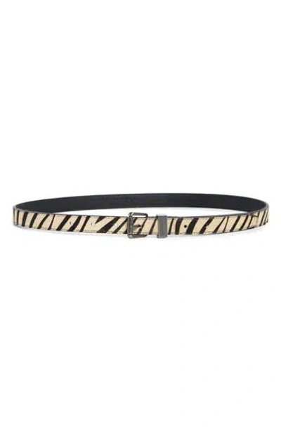 Kurt Geiger London Zebra Print Genuine Calf Hair Belt In Multi