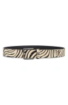 Kurt Geiger London Zebra Print Genuine Calf Hair Belt In Multi