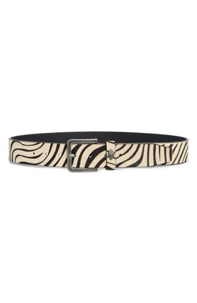 Kurt Geiger London Zebra Print Genuine Calf Hair Belt In Multi