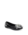 Kurt Geiger Patent Leather Mini Eagle Bow Ballet Flats In Black Patent