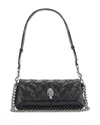 Kurt Geiger Quilted Black Handbag With Decorative Clasp And Chain Strap In Gray