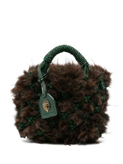KURT GEIGER 'MACRAME CRYSTAL' BAG WITH BROWN FUR KURT GEIGER