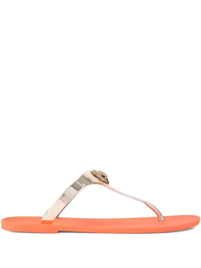 Kurt Geiger Maddison Metallic Thong Sandals In 橘色