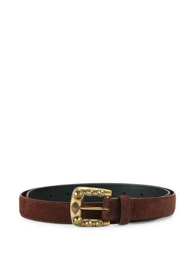 Kurt Geiger Maddox Crystal-embellished Eagle-head Belt In Burgundy