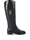 Kurt Geiger Mansion Riding Croc-effect Medallion Boots In Black