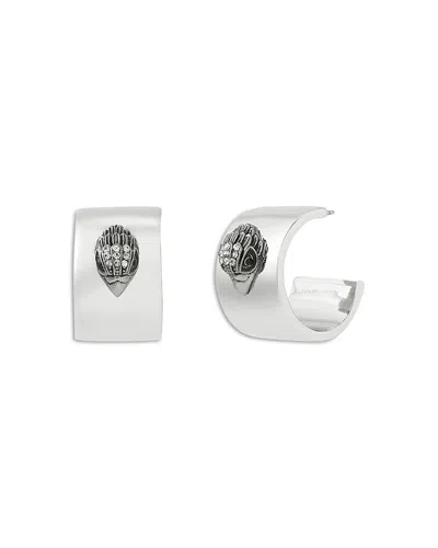 Kurt Geiger Mansion Signature Eagle Hoop Earrings In White