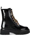 Kurt Geiger Matilda Charm Patent Leather Boots In Black