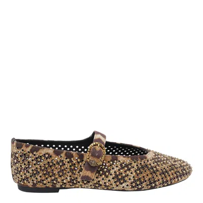 Kurt Geiger Mayfair Animalier-print Ballet Flats In Brown