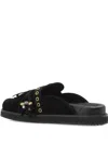 Kurt Geiger Mayfair Fringe Embellished Buckle Mule In Black
