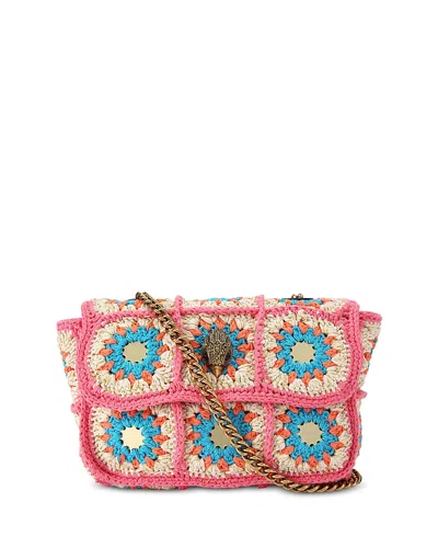 Kurt Geiger Medium Crochet Kensington Bag In Open Pink