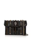 Kurt Geiger Medium Kensington Stud Leather Shoulder Bag In Gray