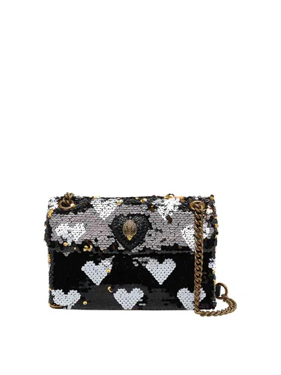 Kurt Geiger Medium Sequins Kensington Love Crossbody Bag In Black