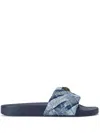 Kurt Geiger Denim Meena Eagle Slides In Blue
