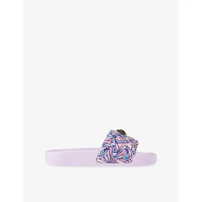 Kurt Geiger Kids' Lac Meena Eagle Faux-leather Slides Eur 41 / 8 Uk In Purple