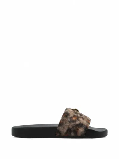 Kurt Geiger Meena Eagle Leopard-print Slides In Brown