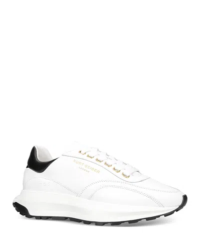 Kurt Geiger Gasper Branded Leather Trainers In White/blk