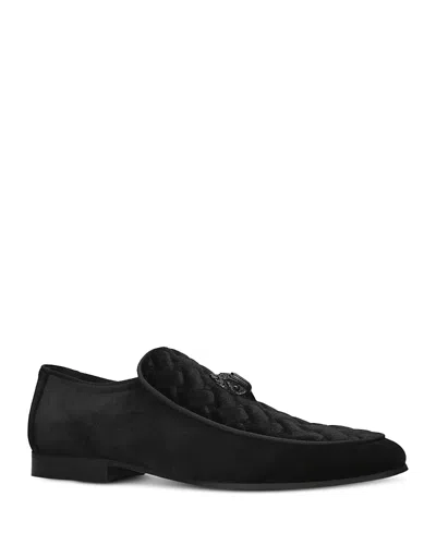 Kurt Geiger Quilted Velvet Hugh Loafers In Charcoal
