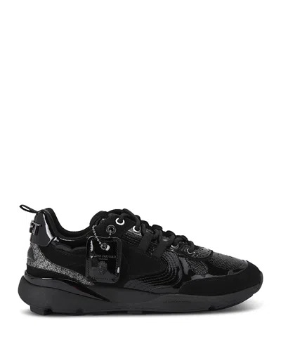 Kurt Geiger Kurt Runner Patent-leather Sneakers In Black