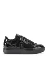 Kurt Geiger Patent Leather Southbank Tag Sneakers In Black