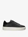 Kurt Geiger London Mens Black Laney2 Foil-logo Leather Low-top Trainers In Black
