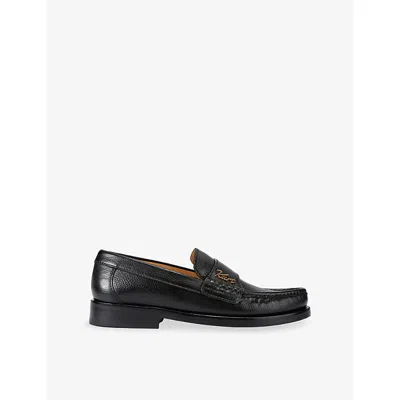 Kurt Geiger Limehouse Pebble Grain Loafers In Black