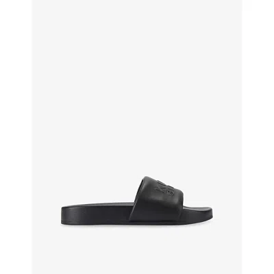 KURT GEIGER MENS STACKED FAUX-LEATHER SLIDES BLACK EUR 42 / 8 UK