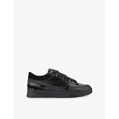 Kurt Geiger Hatton Snake-embossed Sneakers In Black