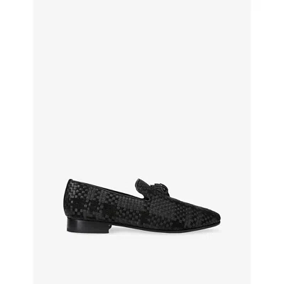 Kurt Geiger Ace Stud Woven-design Loafers In Blue