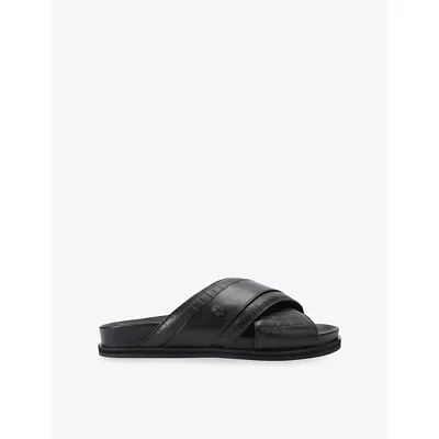 Kurt Geiger Baron Croc-embossed Eagle Head Sandals In Black