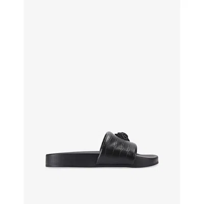 Kurt Geiger Mens Blk/other Brockwell Faux-leather Slides Eur 43 / 9 Uk In Black