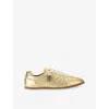 Kurt Geiger Metallic Leather Eldon Sneakers In Gold