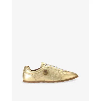 KURT GEIGER MENS GOLD ELDON LEATHER TRAINERS EUR 43 / 9 UK