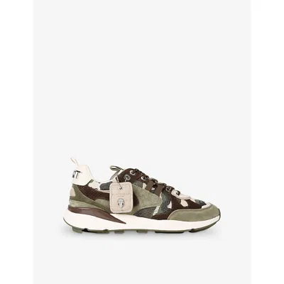 Kurt Geiger Mens Khaki Kurt Runner Canvas And Suede Trainers Eur 44 / 10 Uk In Multi