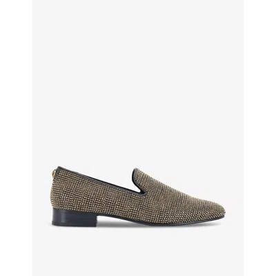 KURT GEIGER MENS GOLD ACE CRYSTAL-EMBELLISHED FLAT WOVEN LOAFERS EUR 45 / 11 UK