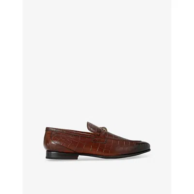 Kurt Geiger Mens Tan Alton Croc Leather Loafers Eur 45 / 11 Uk