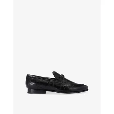 Kurt Geiger Mens Black Alton Croc Leather Loafers Eur 46 / 12 Uk